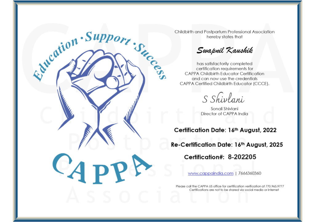 CAPPA Certificate CCCE - Swapnil Kaushik_Momspregladder